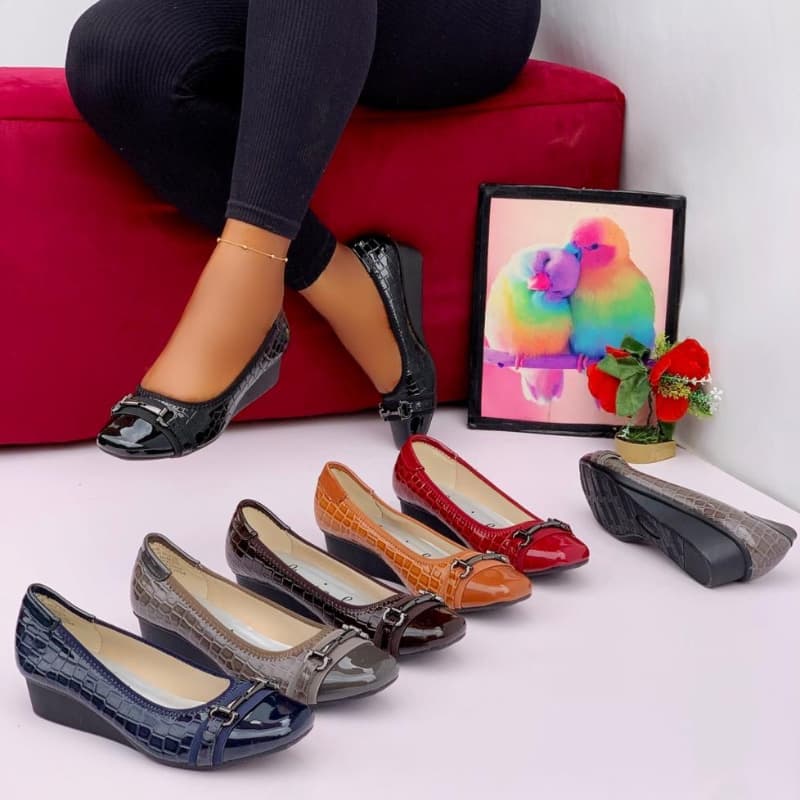 Croc-Embossed Wedge Pumps