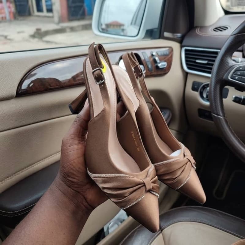 Satin Bow Slingback Heels